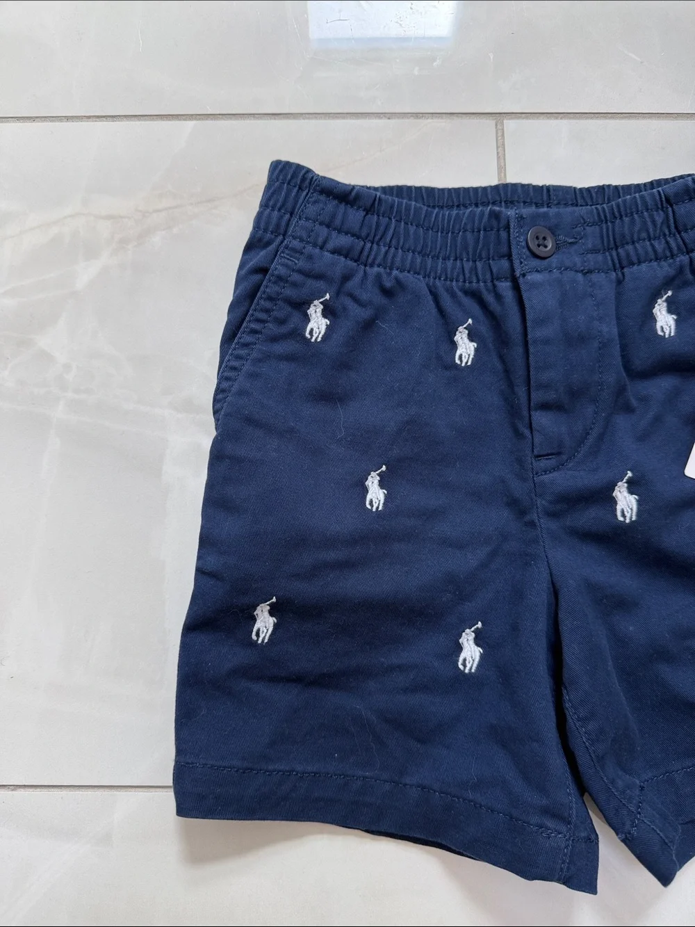 NWT Ralph Lauren Navy Embroidered Polo Toddler Shorts